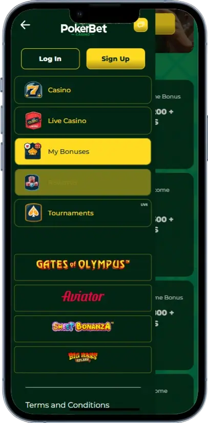 Меню PokerBet