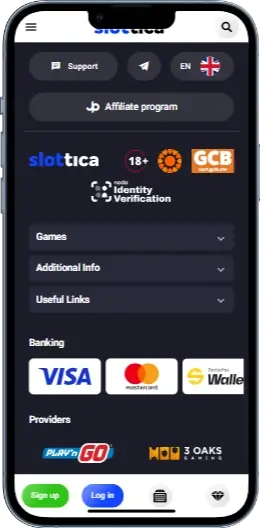 Slottica Платежи